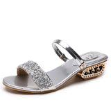 Breakj Slippers Women 2025 Summer Water Diamond Lily With A Word Wearing Fashion One Shoe Two Wearing