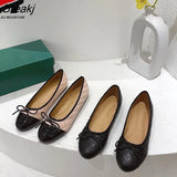 women flat Shoes Bow-Knot Single Shoes Spring Autumn Comfortable Sole Splicing Leather Shoes Plus Size