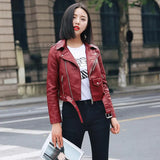 Pu Leather Jacket Women Fashion Bright Colors Black Motorcycle Coat Short Faux Leather Biker Jacket Soft Jacket