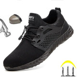 Shoes for Men with Steel Toe Cap Women Work Footwear Breathable Sports Shoes Construction Trekking Boots Black Pink