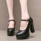 Breakj 6Cm Silver Heeled Show Shoes Thick-Singing Leather Shoes Thick-Soled Model Single-Shoe Large-Size Working