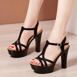 Woman Sexy High Heels Ladies Summer Dress Shoes For Women Female Leather Platform Wedge Heel Elegant Sandal 32 35 36 37