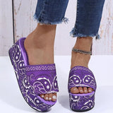 Women Summer New Fashion Print Flat Shoes Ladies Open-toe Platform Sandals Outdoor Beach Shoes Flip-flops Slide