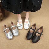 Breakj Hollow Mary Treasure Shoes Women 2025 Autumn Round Head Casual Button Button Single Shoe Trend Hit Female