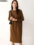 Autumn Winter O-NECK Long straight sweater Dress Women Casual oversize Sweater Dresses maix THICK batwing sleeve