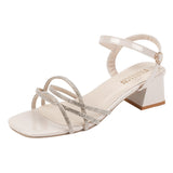 Breakj Drill Sandals In Women's Sandals 2025 Summer New Thick Heel With Buckle Fairy Wind Toess
