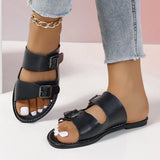 Breakj Cool Drag Female Wear 2024 Summer Large Size Square Button A Word Lazy Beach Slippers