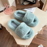 Winter slippers 2021 New Ladies fur fluffy Slippers Women Shoes Cozy Soft Warm Indoor Home House Slippers Flip