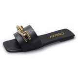 Women's Sandals And Slippers 2023 Summer New One-Shaped Metal Chain Fashionable Ladies