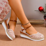 Women Closed Toe Wedge Sandals Women 2024 Summer Buckle Strap Gladiator Shoes Woman Fashion Espadrilles Platform Sandalias