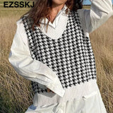 oversize thick cashmere Zebra sweater vest women 2021 autumn winter women female v-neck sweater