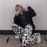 high waist pants women cow print sweatpants womans wide leg straight plus size casual streetwear trousers
