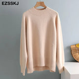 thick big Autumn Winter o-neck oversize Sweater Pullover Women warm chic female loose cashmere Basic wool Sweaters
