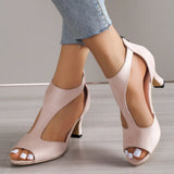 Fashion Rear Zipper Bag With Fish Mouth Shoes Women's Summer Large Size Side Empty Thin Heel Roman
