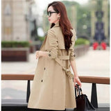 Plus Size 3XL Women Trench Coat Spring Autumn Double Breasted Windbreaker Outerwear Female Casual Trench Long