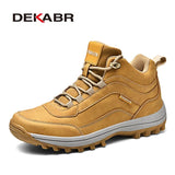 Size 39~48 Split Leather Men Boots Autumn Winter Waterproof Non-slip Work Shoes High Quality Sneakers Lace-up Ankle