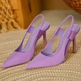 2022 Elegant Silk Slingback Pumps Women Sexy Pointed Toe Thin High Heels Shoes Woman Slip on Party Dress Shoes