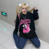 Harajuku Tshirt Streetwear Anime t shirt Females Cool Cartoon Print Hip Hop Streetwear Funny Print Casual Pink