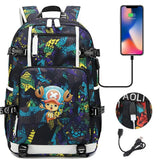 Anime ONE PIECE Schoolbag USB Charge backpack plugged into the headset cord backpack for boys and girl men women travel