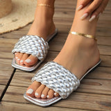 Breakj Summer New Solid Flat-Bottomed Bright-Faced Women's Cool Slippers Type Plus-Size Slippers