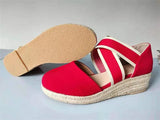 Sandals for Women Summer 2022 Casual Wedge Ladies Shoes New Pointed Toe Closed Toe Hemp Heel Slip On Beach Footwear