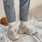 Sneakers Platform Shoes Fashion Mesh Chunky Sneakers 2022 Casual Shoes Reflective Comfortable Thick Sole White Dad