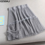winter short pleated skirt for women mini sweater skirt short skirt a-line sun skirt new
