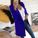 Autumn Winter Turn-Down Collar Blend Coat Women Long Wool solid Jacket Coat Female Casual buttons Coat Windbreake