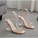 Sandals Women Gladiator Shoes Summer Party Dress Shoes String Bead High Heels Ladies Sandals Buckle Ankle Strap Pumps