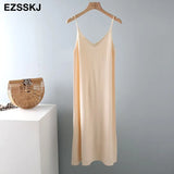 A-LINE basic spring summer dress strapless knit dress women loose camisole oversize long dress Female knit maxi