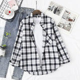 New Loose Design Cotton Plaid Shirt Women Young Style Long Sleeve Blouses Casual Shirts Lady Tops Clothes