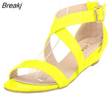 Women's Platform Wedge Sandals Simple Style Casual Pointed Toe High Heels Velvet Wedges Work Shoes