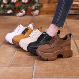 Breakj New Spring And Autumn Fashion Daily Joker Casual Thick Sole Show Thin Increased Lace Joker Low Help Women's Single