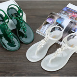 Handwork Flower Women jelly Sandals 2024 New Clip Toe Flip Flops Shoes Female Flat Casual Beach Holiday Non-slip