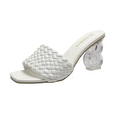 Open Toe Fashion Weave Womens Sandals All Match Roman Shoes Clear Heels Summer Female Luxury Party Zapatos De Mujer
