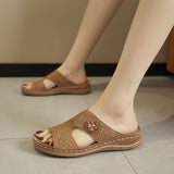 Breakj Asia Large-Size Hollow Flowers Thick Bottom Slippers Female Font And Beach Cool Slippers