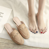 And Autumn Flat Bottom Low-Heeled Half-Slippers Women Wearing Baotou Muller Shoes Size Size
