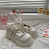 New Lolita Shoes 2022 Platform Shoes White Black Mary Jane Shoes High Heel Women JK Uniform Leather Shoes college girls