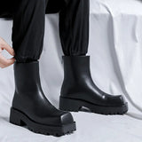 Breakj 2023 New Square Head Thick Bottom Male Rear Zipper Youth Low Tube Medium Heel High Top Martin