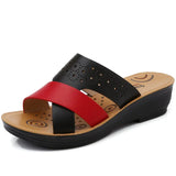 sandals women shoes summer middle-aged mother in the elderly with a soft bottom flat lady antiskid slippers