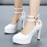 Black Red Women Shoes Autumn Platform Round Head Women Pumps Shoes Sexy Thick Heel High Heels 11CM Pumps Single Dance