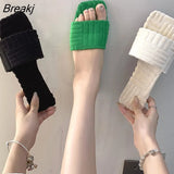 Size 42 Slippers Women Fashion Flat Casual Shoes Green Outdoor Walking Slides 2023 New Female Peep Toe Lightweight