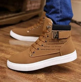 Spring Style English Frosted Belt Buckle Men's High Upper Shoes Popular Men's Shoes Men's Board Shoes A862 Men's