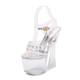 Breakj 34-43 Glass Drill Female Summer Waterproof Platform Anti-Skid Thick Bottom Sexy Versatile Super High With