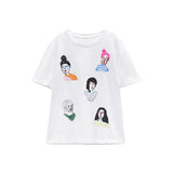 Summer Fashion Girls Embroidery T-shirt Women O-Neck Short Sleeve Tees Female Casual