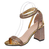 2023 New High Heel Fashion Sandals 43 Plus Size Rhinestone Simple Buckle Casual Ladies