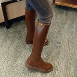 2021 New Winter Women Knee-High Riding Equestrian Boots Leather Platform Shoes Woman Long Boots Office Lady
