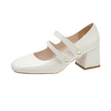 2024 New Mary Jane Women's Shoes With Retro Square Head And Thick Heels With British Students Buckle Fashionable High-Heeled Single
