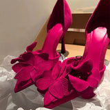 Breakj Red Flowers Decorated High Heels Women's Spring 2023 New Sexy Fashion French Fine Heel Pointed Single