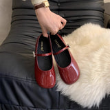 Evening Breeze Round Head Shallow Mouth Single Shoes Flat Soles 2024 Spring Korean Version Of Gentle Fairy Mary Jane Small Leather